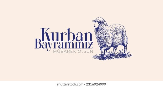 Kurban Bayramınız Kutlu Olsun. Translation: (Eid al-Adha Mubarak) Feast of the Sacrifice Greeting. Holy days of muslim community.