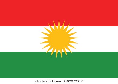 Kurdish people flag. Flag of Kurdistan.