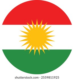 Kurdistan Circle Flag, Circle Flag of Kurdistan, Vector Images