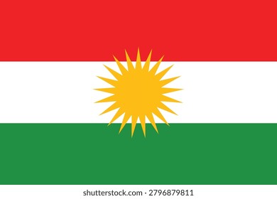 Kurdistan Flag Flat Style Vector Illustration