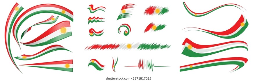 elementos de conjunto de indicadores kurdistan, ilustración vectorial en fondo blanco