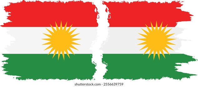 Kurdistan and  Kurdistan grunge flags connection, vector