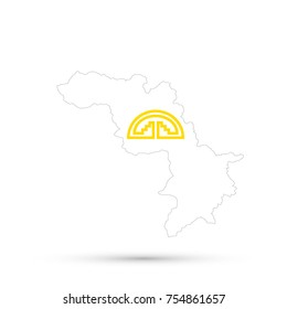 Kurdistan map in Andean Community flag colors, editable vector.