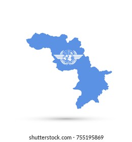 Kurdistan map in ICAO (International Civil Aviation Organization) flag colors, editable vector.