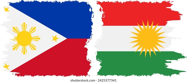 Banderas grunge de Kurdistán y Filipinas conexión, vector