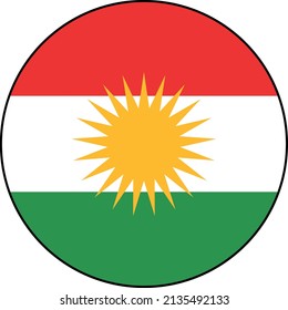 Bandera redonda de Kurdistán - forma de círculo - vector - ilustrador