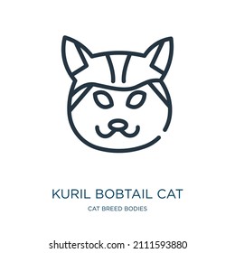 kuril bobtail cat thin line icon. vector, illustration linear icons from cat breed bodies concept isolated outline sign. Vector illustration symbol element for web design and apps.