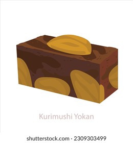 Kurimushi Yokan mochi. Traditional japanese pastry made from sweet chestnuts and red sweet bean paste anko.