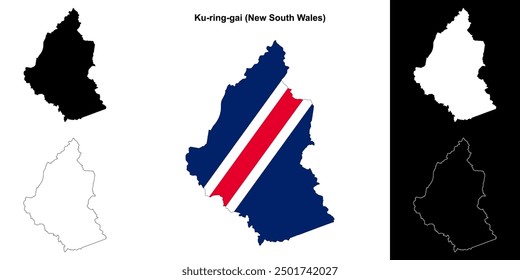 Ku-ring-gai (New South Wales) outline map set