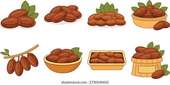 Um kurma data design de frutas com formas naturais e um estilo quente e tradicional.
