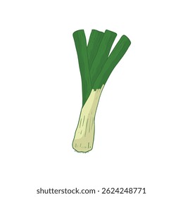 Kurrat vegetable flat design cartoon icon illustration