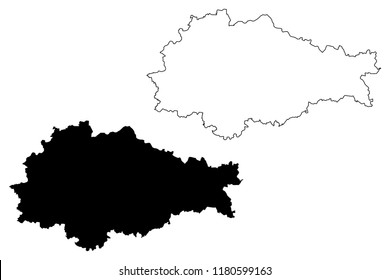 Kursk Oblast (Russia, Subjects of the Russian Federation, Oblasts of Russia) map vector illustration, scribble sketch Kursk Oblast map