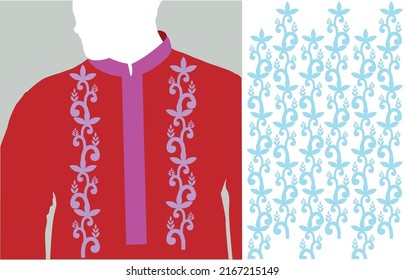 Kurta design for Men. Geometric seamless pattern. Vector graphic design with color sample