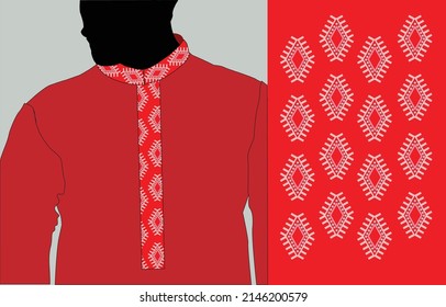 Kurta design for Men.Geometric seamless pattern.Vector graphic design for border collar with sample color.