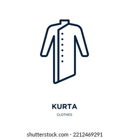 kurta icon from clothes collection. Thin linear kurta, clothing, knickers outline icon isolated on white background. Line vector kurta sign, symbol for web and mobile