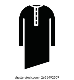 Kurta icon Flat outline fill black and white