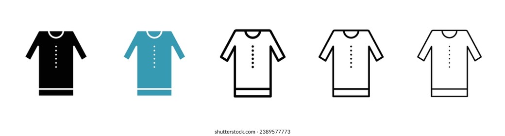 Kurta line icon set. Indian women kurti symbol for UI designs.