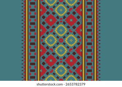 Padrão Kurta Arquitetura Mughal sem costura Bordado de motivo, Pixel Ikat bordado vetor Design para impressão padrão escandinavo saree padrão étnico natividade cigano
