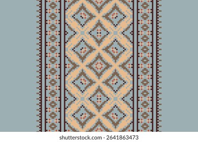 Kurta Pattern Seamless Native American, Motif embroidery, Pixel Ikat embroidery vector Design for Print indigenous art aboriginal art pattern floral kurti mughal border