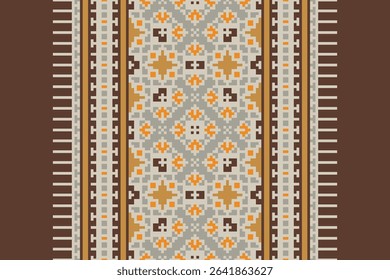 Kurta Pattern Seamless Native American, Motif embroidery, Pixel Ikat embroidery vector Design for Print border embroidery ancient egypt