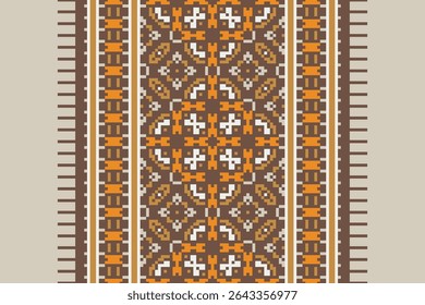 Kurta Pattern Seamless Native American, Motif embroidery, Pixel Ikat embroidery vector Design for Print pattern vintage flower folk navajo patchwork pattern