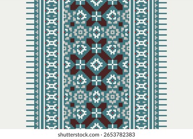 Kurta Pattern Seamless Scandinavian pattern Motif embroidery, Pixel Ikat embroidery vector Design for Print Texture fabric saree sari carpet. kurta vector patola saree