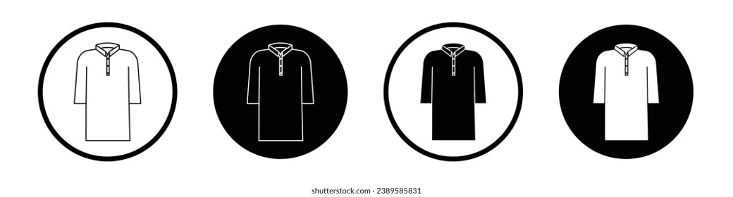 Kurta vector icon set. Indian women kurti symbol in black and white color.