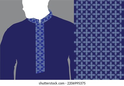 Kurtar design for men.Geometric seamless pattern.Vector graphic design for border collar with sample color.