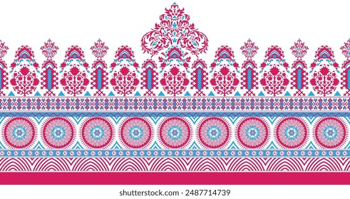 Kurti  borders print flower hd