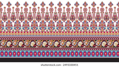 Kurti  borders print flower hd