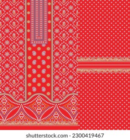 kurti  front part and seleev illustrator vector design