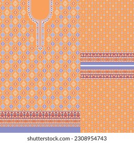 kurti  front part and seleev illustrator vector design