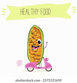 Kuruba fruit, funny fruit cute cheerful characters. Vector hand drawn illistration.
