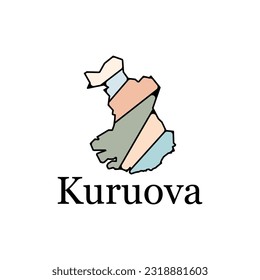 Kuruova Map. State and district map of Kuruova Turkey. Detailed map of city administrative area. Royalty free vector illustration. Cityscape