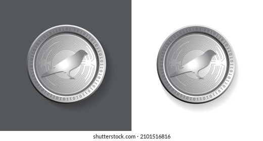 Kusama Crypto Currency (KSM) logo coin vector illustration. Isolated icon set on dark and white background, can be used as sticker, badge, emblem, symbol and graphic token