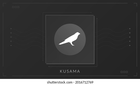 Logo de gradiente de color criptodivisa de Kusama sobre fondo oscuro con decoración de línea delgada.