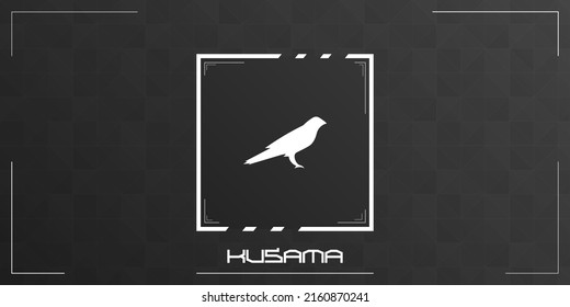 Kusama cryptocurrency colorful logo on dark background with triangles pattern decoration. Vector illustration.