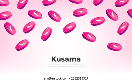 Kusama (KSM) coin falling from the sky. KSM cryptocurrency concept banner background.