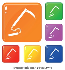 Kusarigama icons set collection vector 6 color isolated on white background