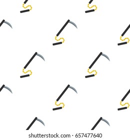 Kusarigama, Japanese  weapon pattern seamless background in flat style repeat vector illustration