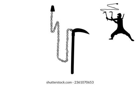 arma kusarigama ninja, vector de alta calidad