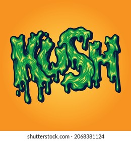 Ilustraciones de Kush Typeface Melting Vector para su trabajo Logotipo, camiseta de mercadería de mascota, pegatinas y diseños de etiquetas, afiche, tarjetas de felicitación compañía comercial o marcas.