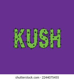 kush word text letter form nug wax smoke and joint for clothing or brand weed vector cannabis