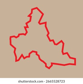 Mapa del Vector del distrito de Kushinagar con contorno negro audaz