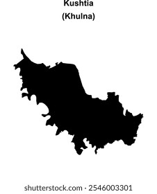 Kushtia district blank outline map