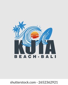 Kuta Beach Bali design t camisa vetor ilustração