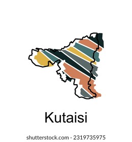 Mapa de Kutaisi y plantilla de bandera vectorial, Mapa de Europa País Consejo, Georgia Mapa Diseño de ilustración