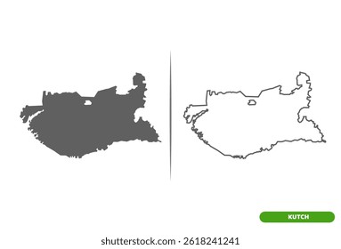 Mapa del distrito Kutch de Gujarat.