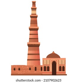 Kutub minar Delhi Illustration Vector 