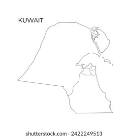Kuwait administrative division contour map. Regions of Kuwait. Vector illustration